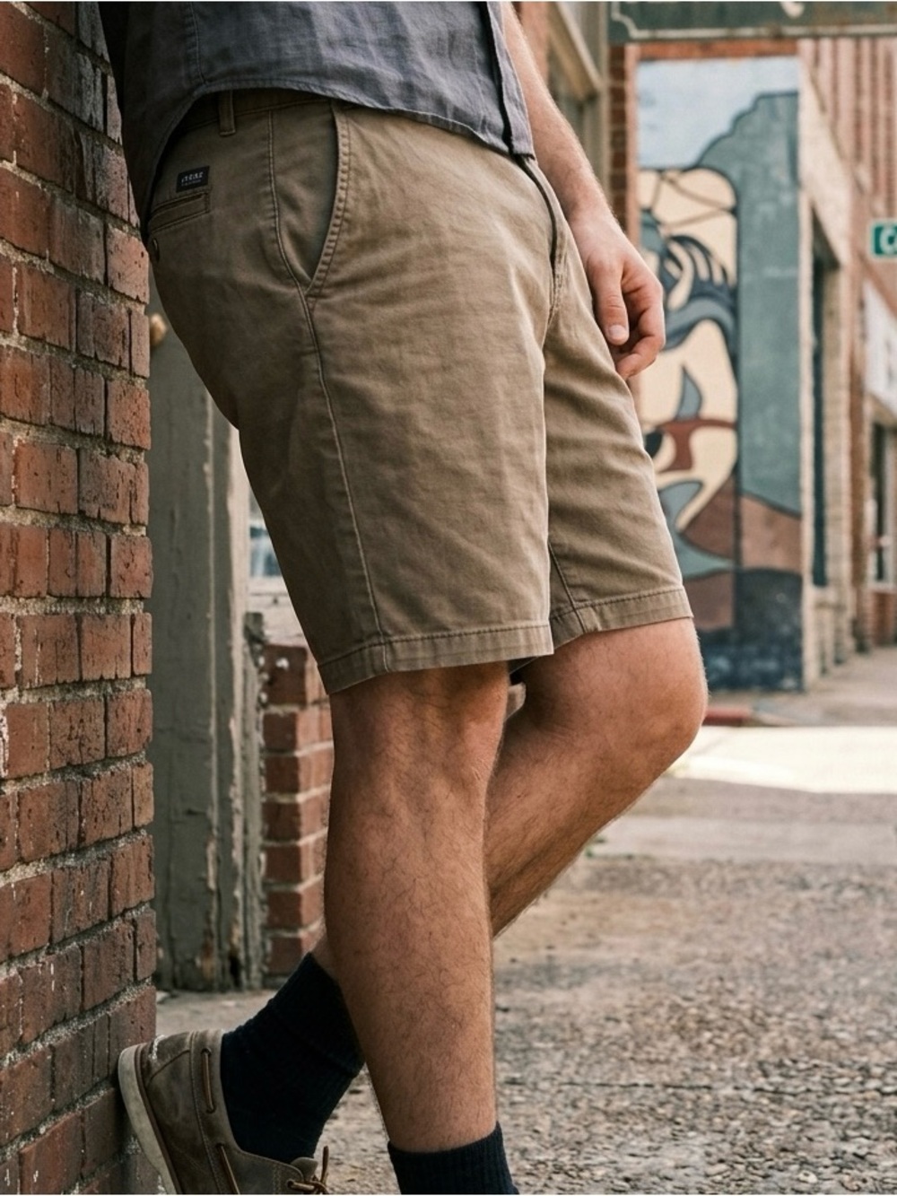 Jachs New York Men's Chino Shorts Size 38 Tan Khaki Casual Summer Distressed
